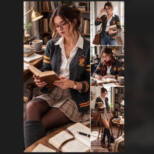 Harry Potter Gryffindor Gray Cardigan Sweater Varsity Stripes Crest Size Small